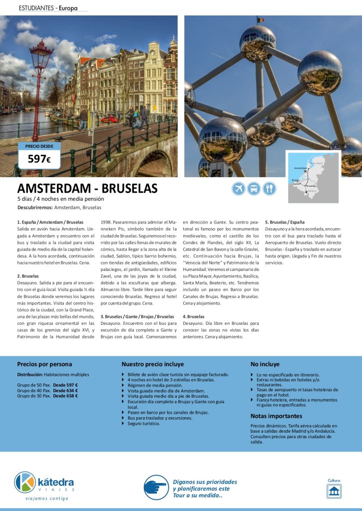 AMSTERDAM Y BRUSELAS VIAJE ESTUDIANTES