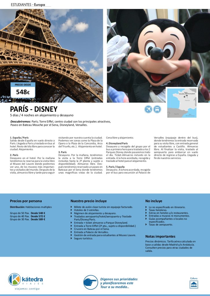 PARIS CON DISNEY VIAJE DE ESTUDIANTES